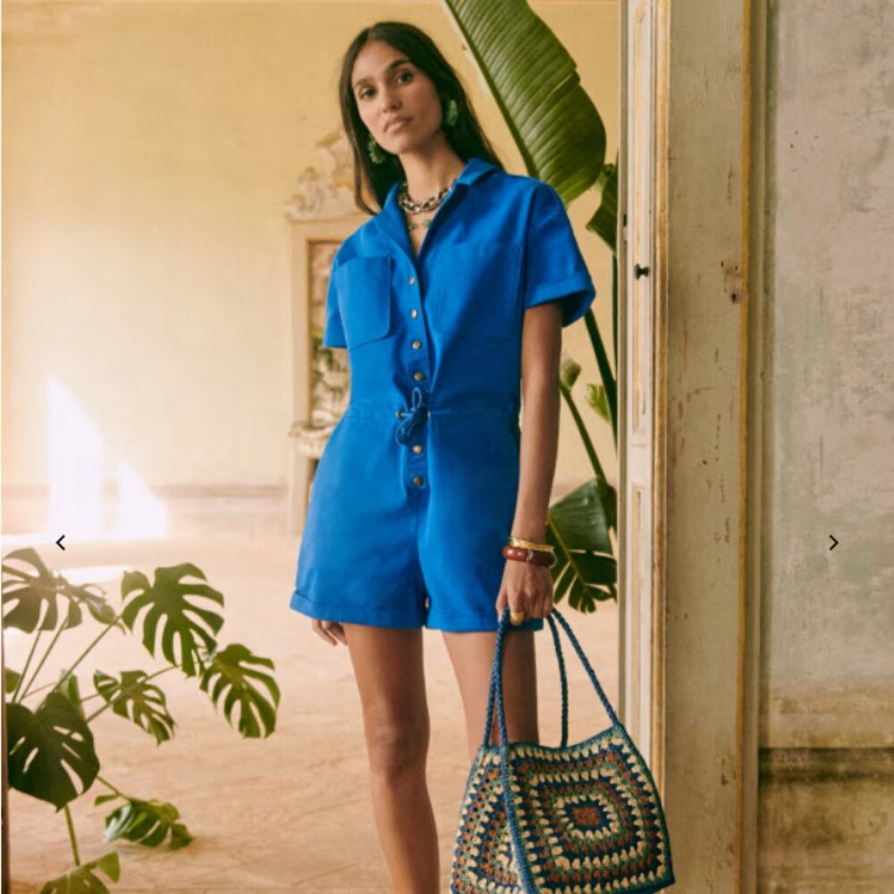 Sezane Kaou Jumpsuit Bright Blue M/L french size 42